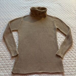 Abercrombie And Fitch Women’s Rib Sweater Sz large Funnel Neck Light Brown Cozy